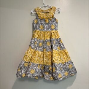 Jelly the Pug Dress size girls 4 yellow and grey full skirt